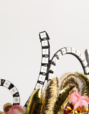 Dolce & Gabbana Gold Brass Crystal Embellished Headpiece Crown Diadem Tiara