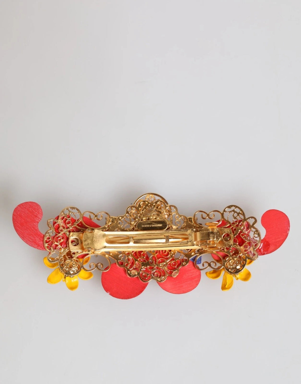 Dolce & Gabbana Multicolor Spring CARRETTO Gold Brass Crystal Hair Clip