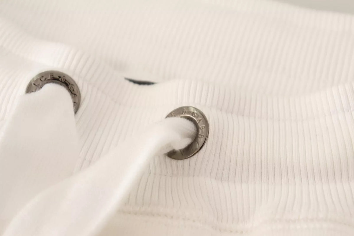 Dolce & Gabbana White Cotton Logo Patch Sweatpants Jogging Pants