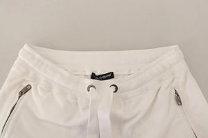 Dolce & Gabbana White Cotton Logo Patch Sweatpants Jogging Pants