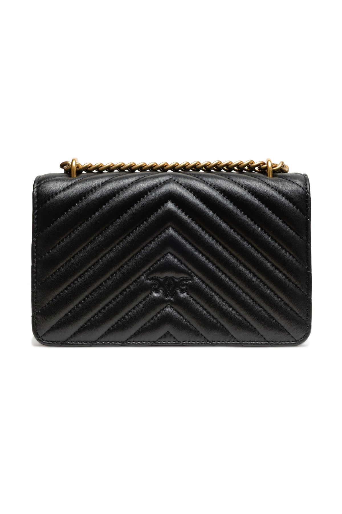 PINKO Black Leather Love One Mini Shoulder Bag