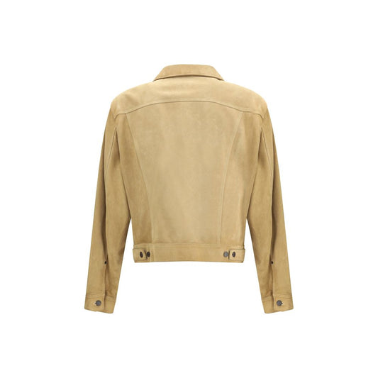 Dsquared² Beige Leather Denim Jacket