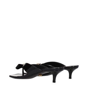 Versace Black Leather Stiletto Heel Sandals