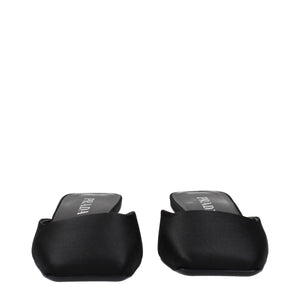 Prada Black Satin Flat Sandals