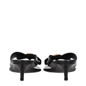 Versace Black Leather Stiletto Heel Sandals