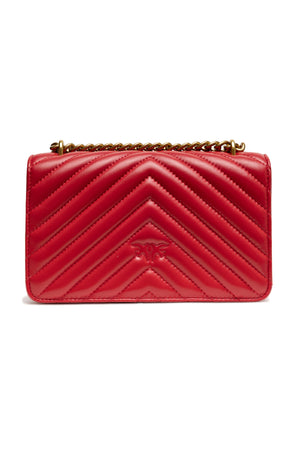 PINKO Red Leather Love One Mini Shoulder Bag