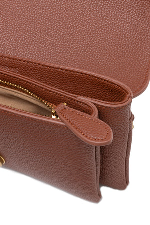 PINKO Brown Leather Love Boucle Riga Shoulder Bag