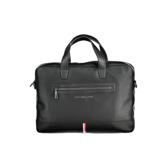 Tommy Hilfiger Black Polyurethane Men's Briefcase