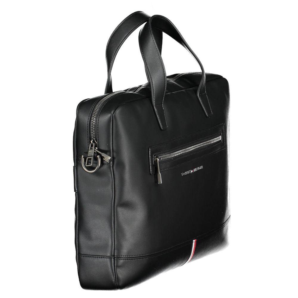 Tommy Hilfiger Black Polyurethane Men's Briefcase
