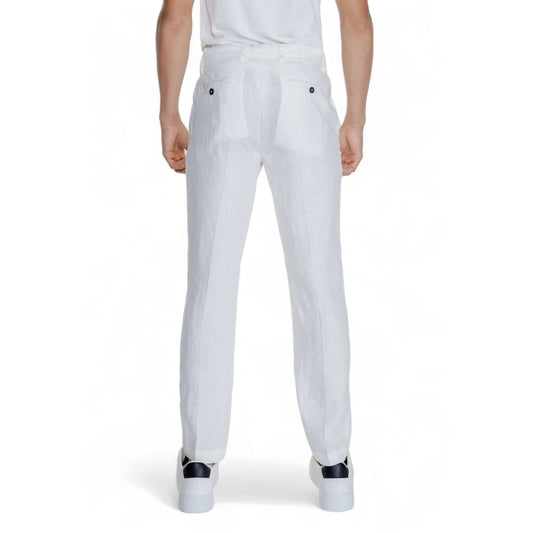 Borghese White Linen Casual Pants