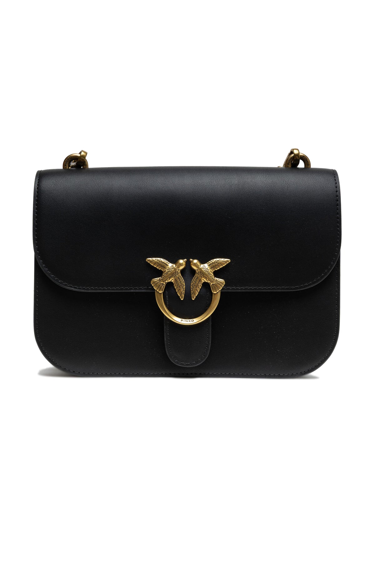 PINKO Black Leather Love Bell Classic Shoulder Bag