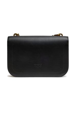 PINKO Black Leather Love Bell Classic Shoulder Bag