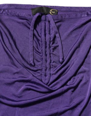 Cavalli Class Purple Viscose Elastane Strapless Bodycon Dress