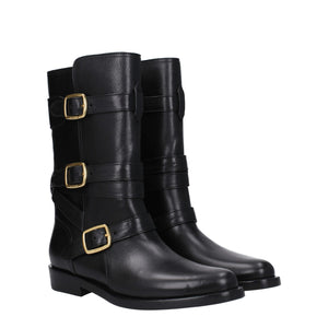 Celine Black Leather Flat Boots