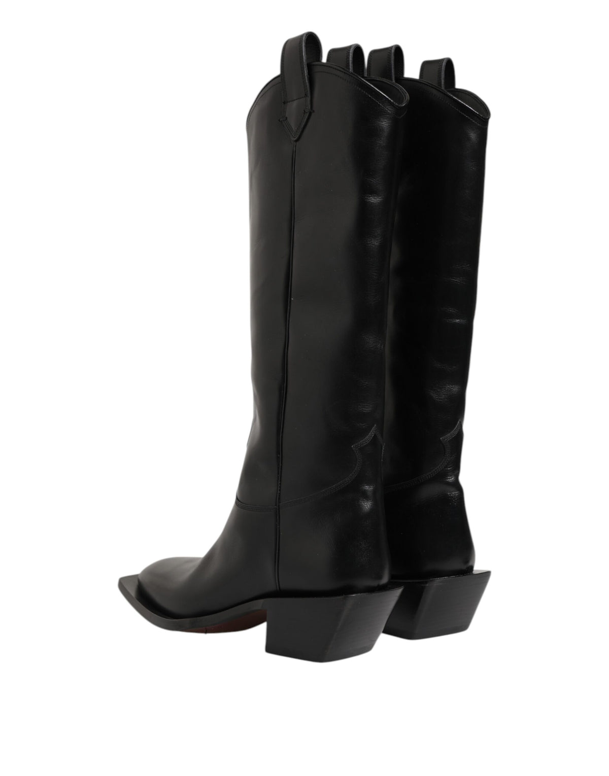 Dolce & Gabbana Black Leather Over The Calf Biker Boots Shoes