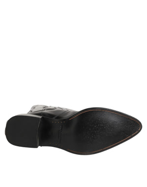 Dolce & Gabbana Black Leather Over The Calf Biker Boots Shoes