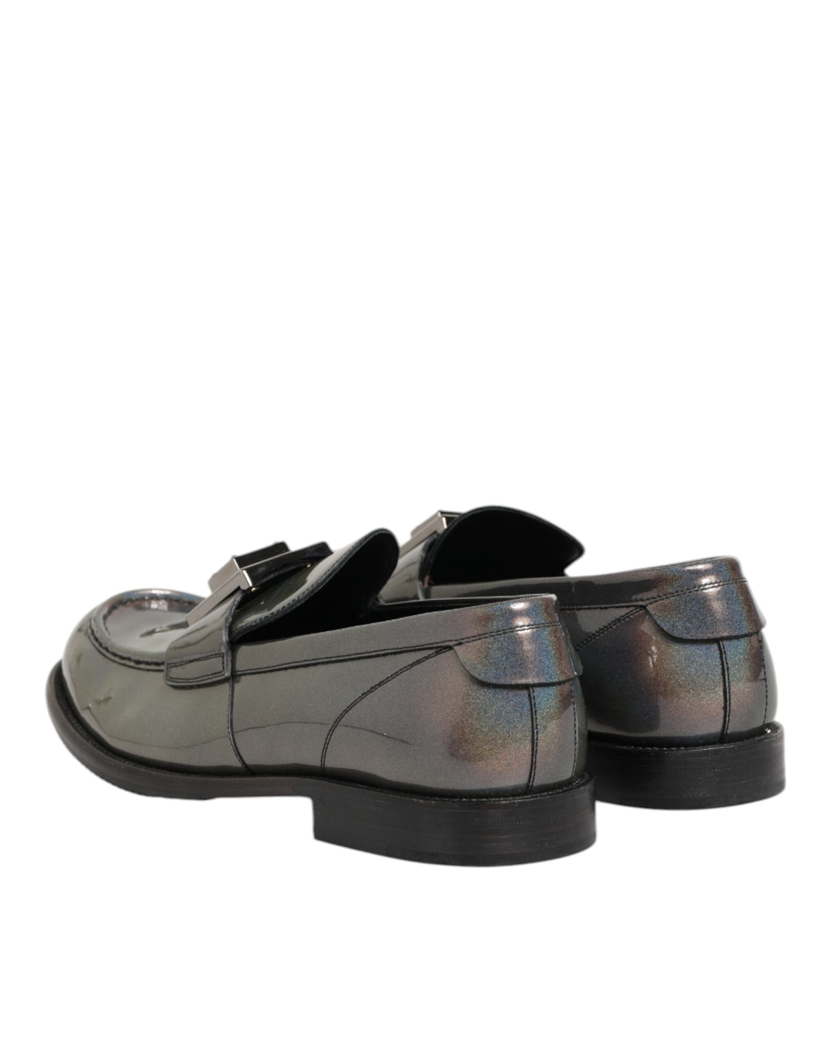 Dolce & Gabbana Metallic Silver Logo Slip On Men Dress Shoes