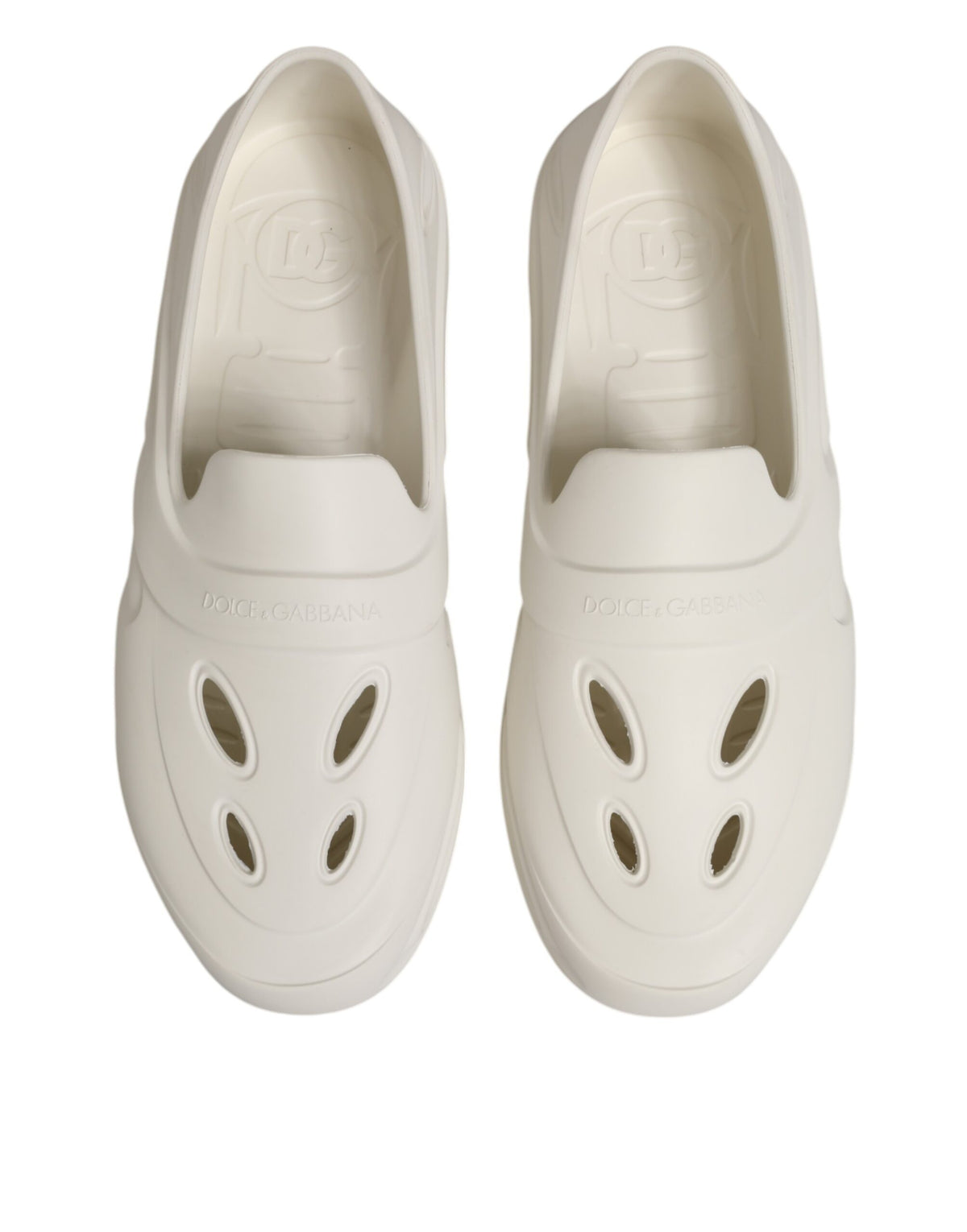 Dolce & Gabbana White Rubber Slides Low Top Sneakers Shoes