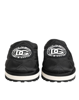 Dolce & Gabbana Black Nylon Low Top Slip On Sneaker Shoes