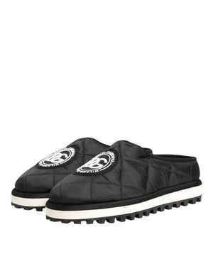 Dolce & Gabbana Black Nylon Low Top Slip On Sneaker Shoes