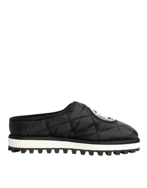 Dolce & Gabbana Black Nylon Low Top Slip On Sneaker Shoes