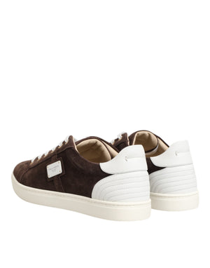 Dolce & Gabbana Brown Suede Leather Low Top Men Sneakers Shoes