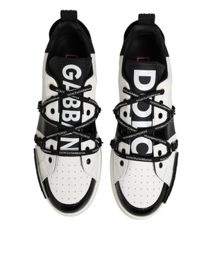 Dolce & Gabbana White Leather Logo Portofino Sneakers Shoes