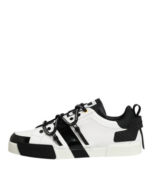 Dolce & Gabbana White Leather Logo Portofino Sneakers Shoes
