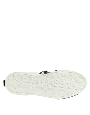 Dolce & Gabbana White Leather Logo Portofino Sneakers Shoes