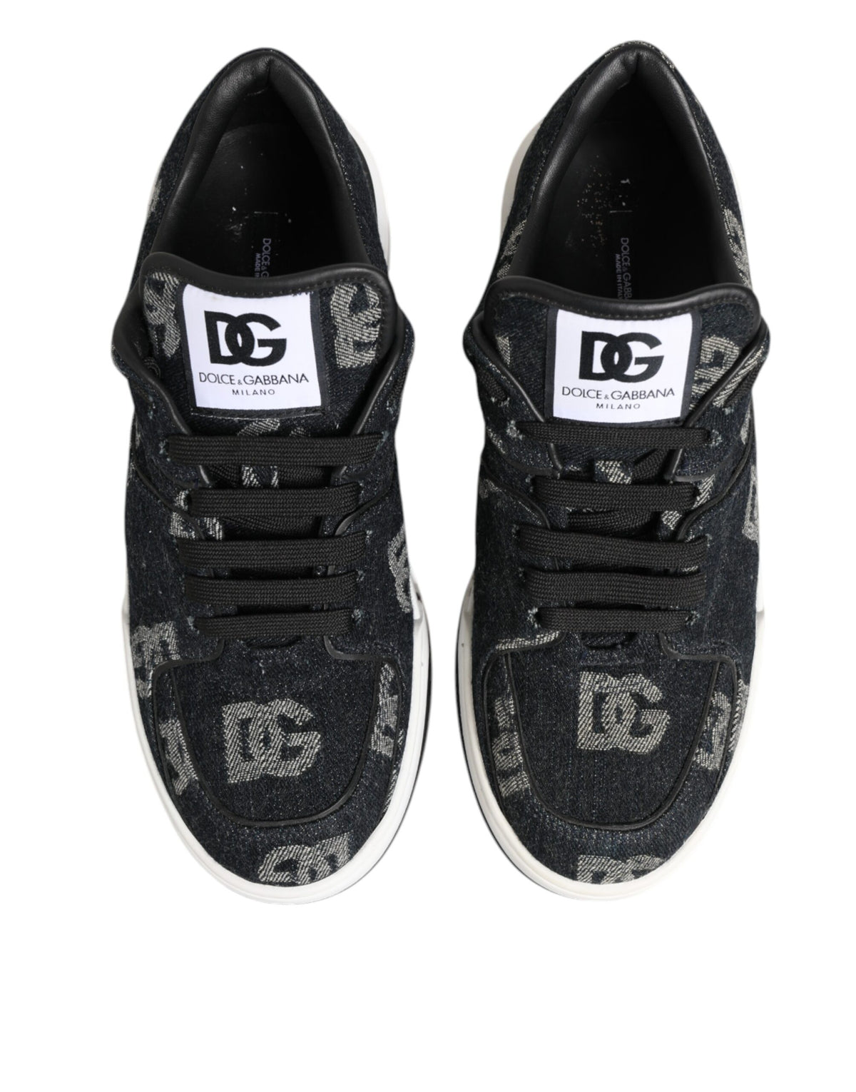 Dolce & Gabbana Blue Cotton Denim Logo Low Top Sneakers Shoes