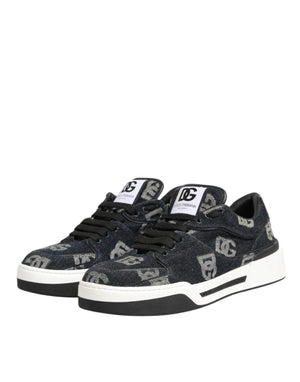 Dolce & Gabbana Blue Cotton Denim Logo Low Top Sneakers Shoes