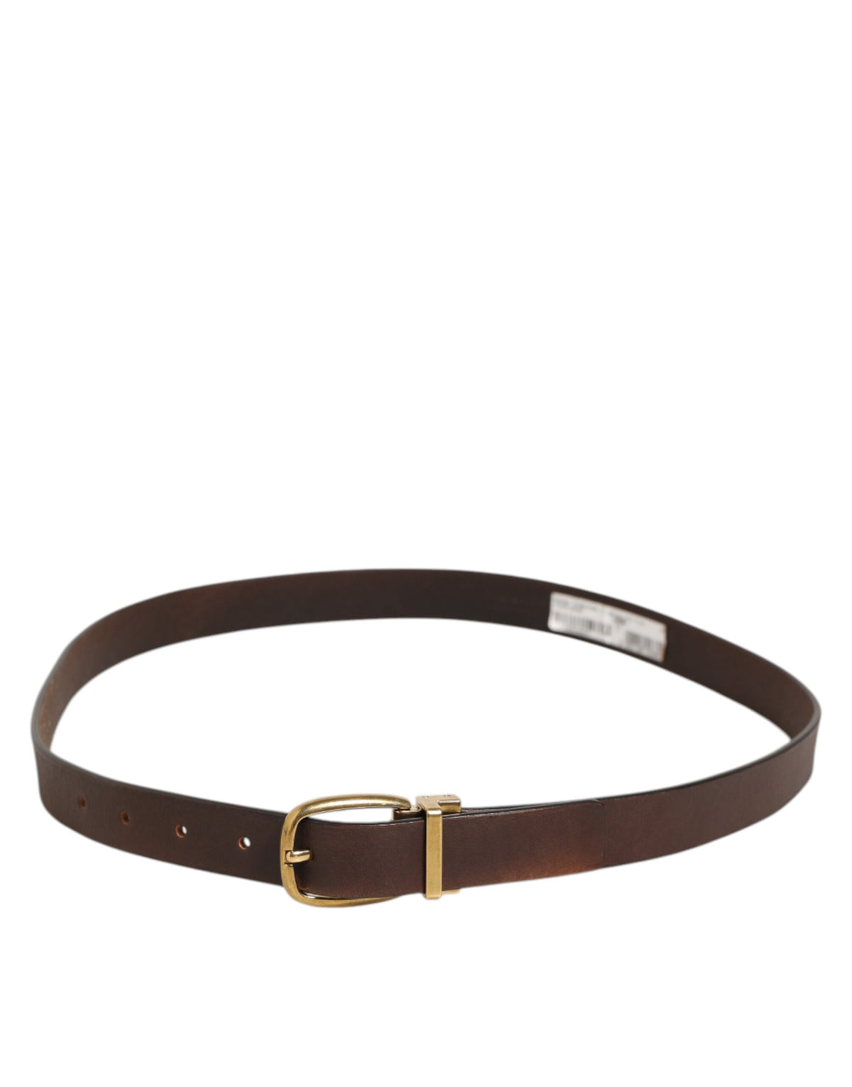 Dolce & Gabbana Brown Classic Gold Metal Logo Buckle Men Belt