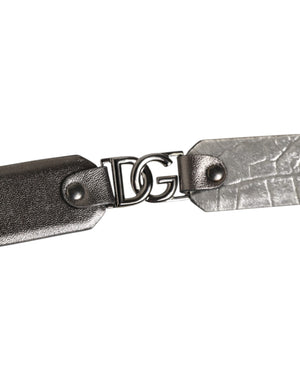 Dolce & Gabbana Black Silver Pebbled Texture Leather Buckle Men Belt