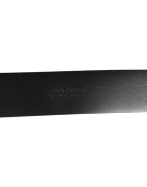 Dolce & Gabbana Black Leather Side Rings Brass Buckle Belt