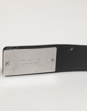Dolce & Gabbana Black Leather Classic Metal Logo Buckle Belt