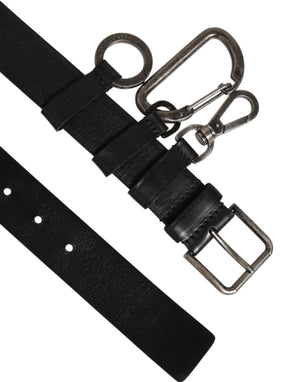Dolce & Gabbana Black Key Ring Clip Attachments Buckle Belt