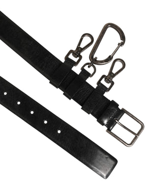 Dolce & Gabbana Black Key Ring Clip Attachments Buckle Belt