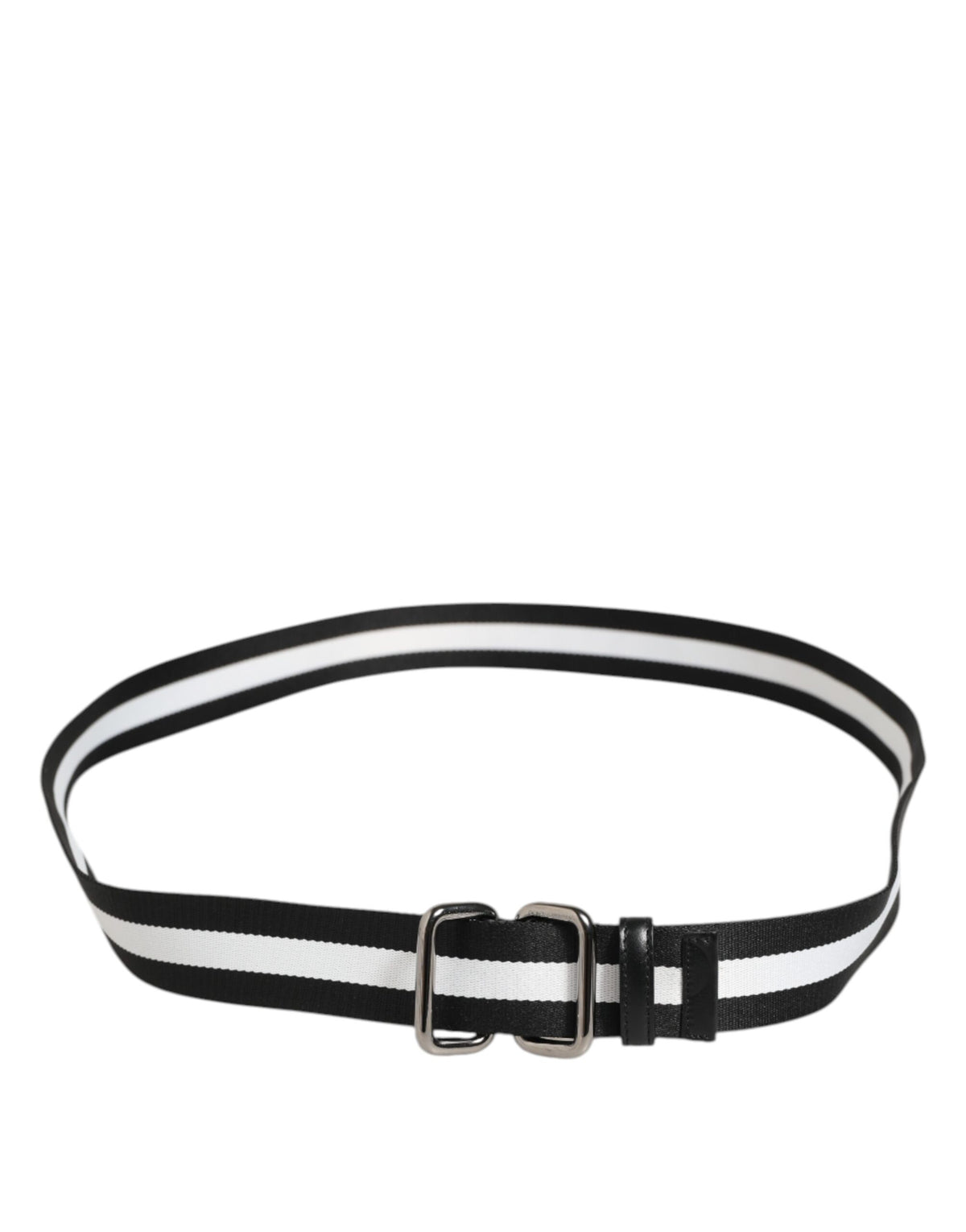 Dolce & Gabbana Black White Striped Metal Buckle Men Belt