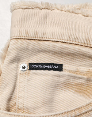 Dolce & Gabbana Beige Cotton Straight Denim Trouser Jeans