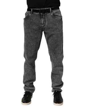 Dolce & Gabbana Gray Cotton Slim Fit Denim Trouser Jeans