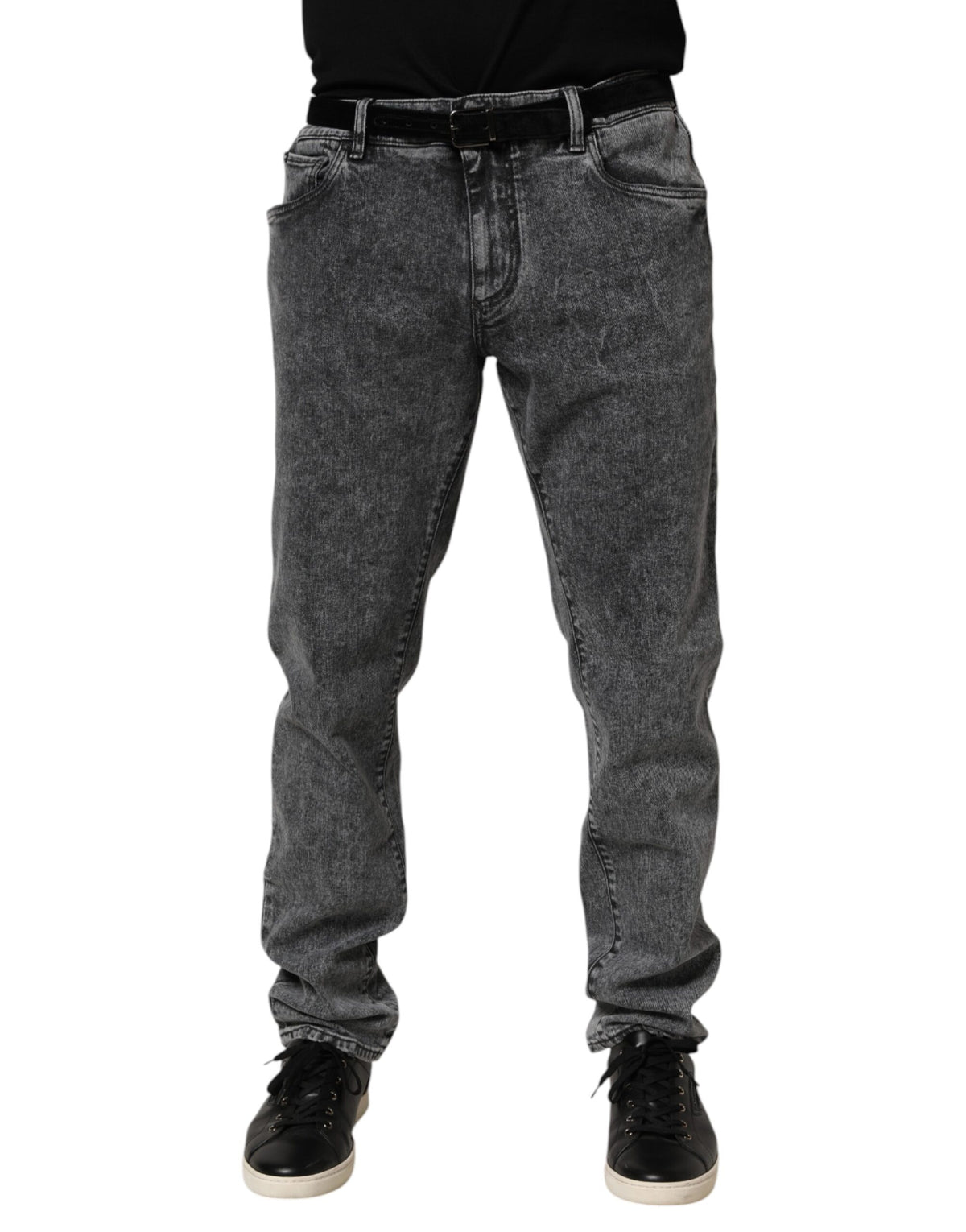 Dolce & Gabbana Gray Cotton Slim Fit Denim Trouser Jeans