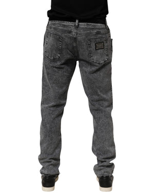 Dolce & Gabbana Gray Cotton Slim Fit Denim Trouser Jeans