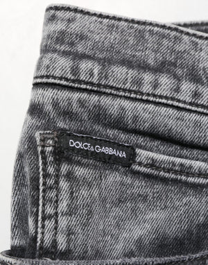 Dolce & Gabbana Gray Cotton Slim Fit Denim Trouser Jeans