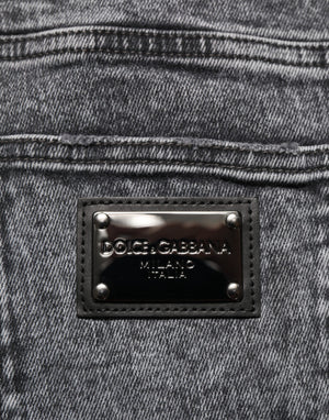 Dolce & Gabbana Gray Cotton Slim Fit Denim Trouser Jeans