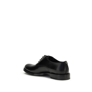 Dolce & Gabbana Black Calf Leather Bos Taurus Oxfords And Derbies