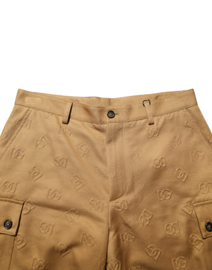Dolce & Gabbana Brown Cotton Stretch Logo CargoBermuda Shorts