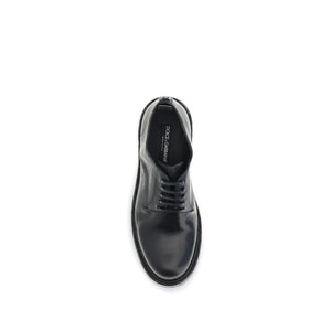 Dolce & Gabbana Black Calf Leather Bos Taurus Oxfords And Derbies