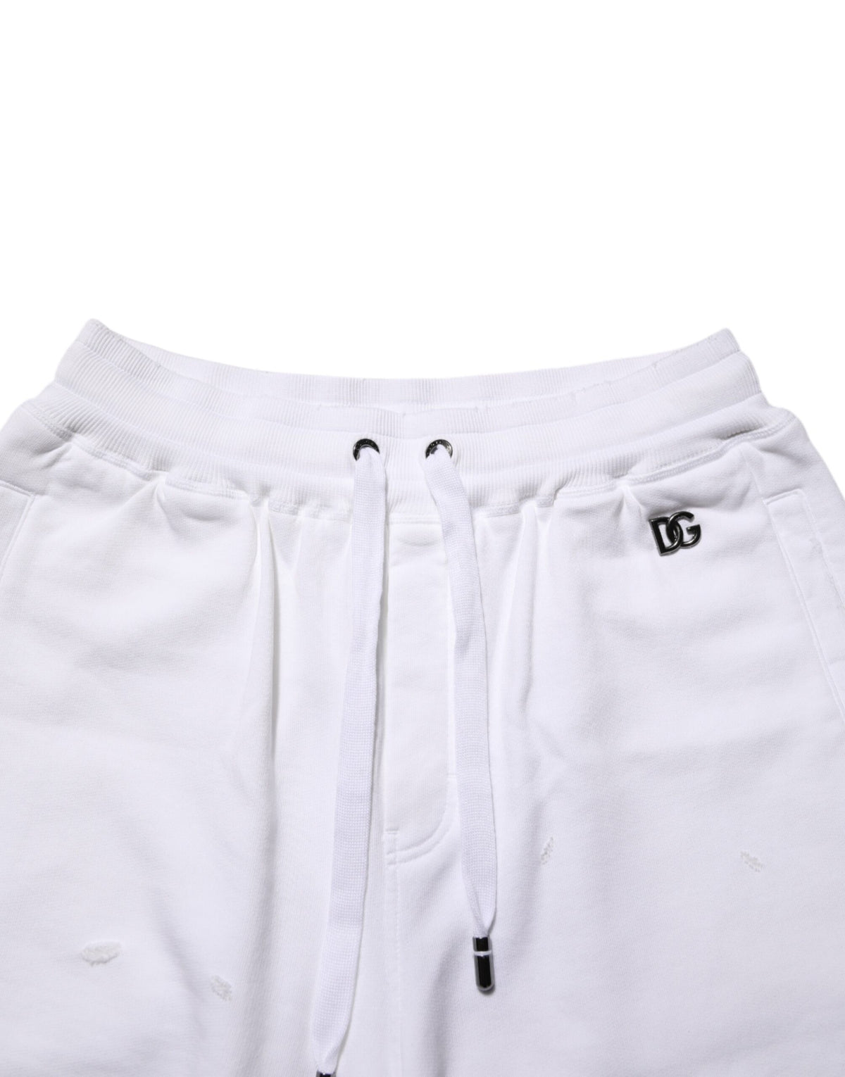 Dolce & Gabbana White Cotton Ripped Bermuda Sweatpants Shorts