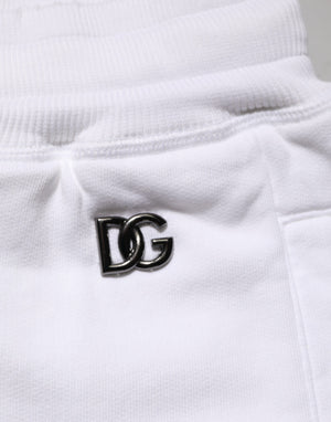 Dolce & Gabbana White Cotton Ripped Bermuda Sweatpants Shorts