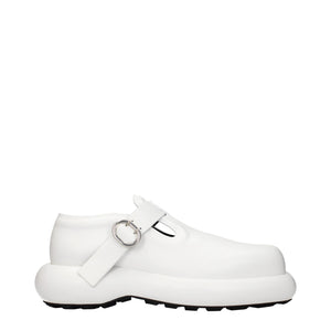 Jil Sander White Leather Slip-On Loafers